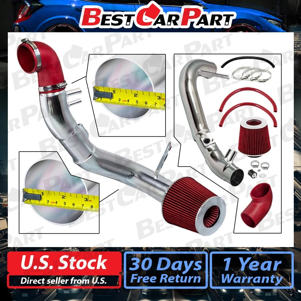 BCP красный для 06-11 Honda Civic Si 2,0 л L4 холодный воздухозаборник гоночная система + фильтр - Изображение 2 из 4
