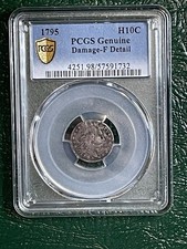 1795 Flowing Hair Half Dime H10C Coin - Certified PCGS Genuine - VF Details