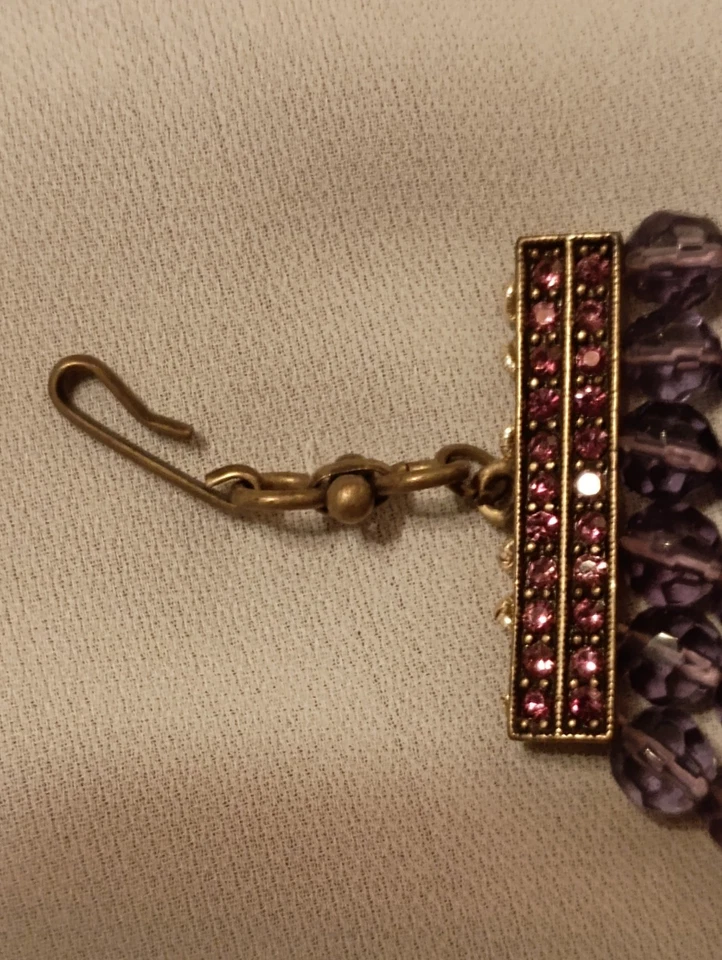 Collar Gargantilla Heidi Daus Vintage Seis Hilos Cristal Swarovski Púrpura Cuentas! WOW Foto 4 de 4