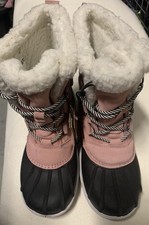 Cat And Jack Kids Easy On Winter Boots Youth Girl Sz 3 Pink Fur Lined Warm