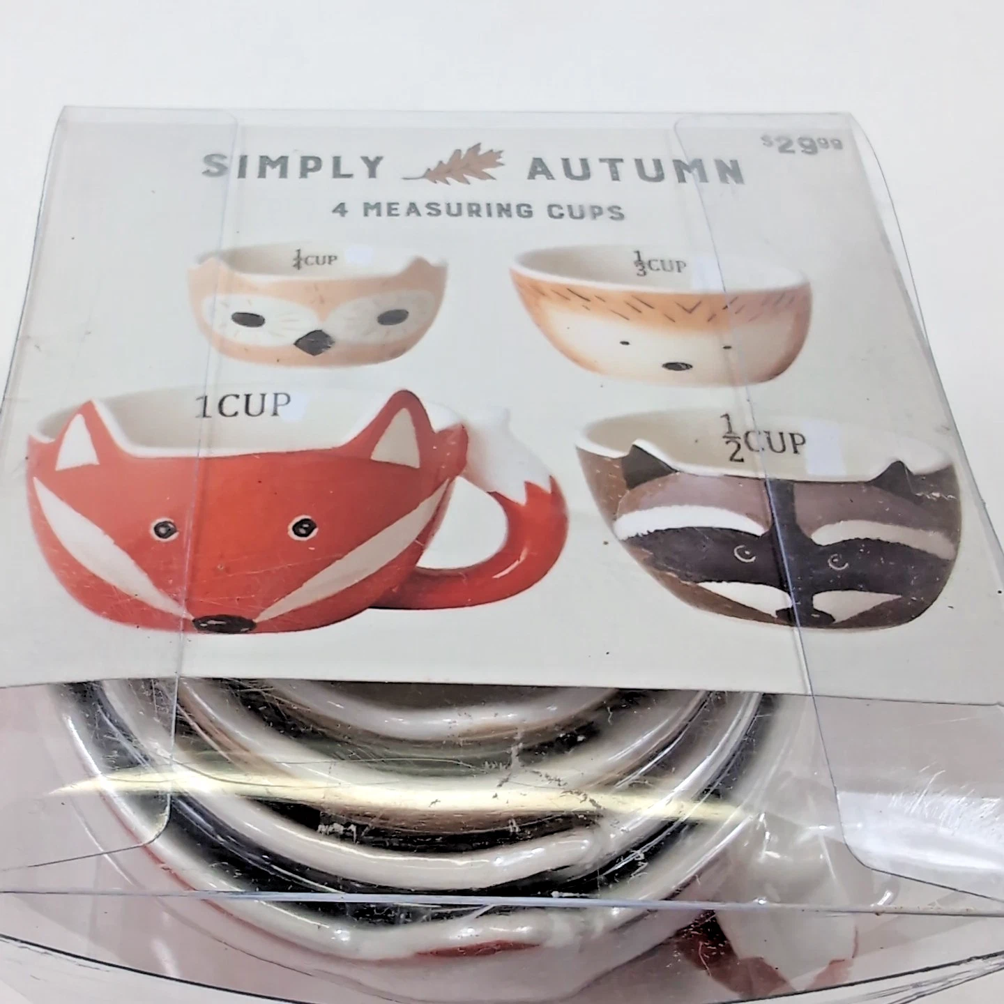 NEW Simply Autumn Woodland Measuring Nesting Cups Fox Raccoon Owl Hedgehog