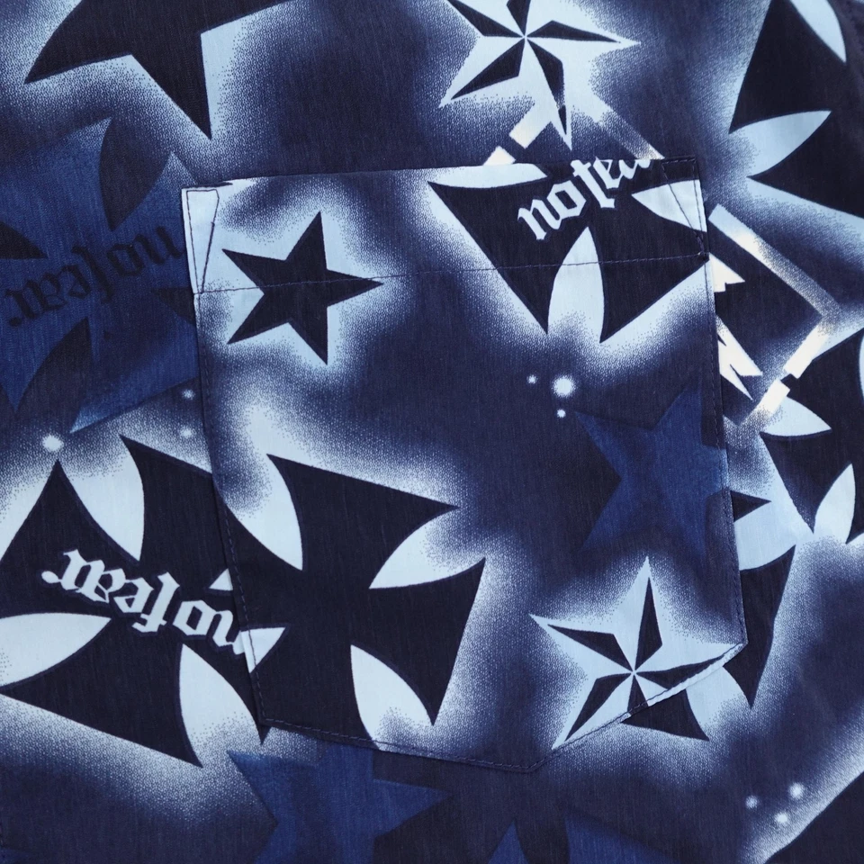 Vintage No Fear Shirt Mens 2XL Blue Button Up AOP All Over Print Skater Y2K - Image 3 of 4