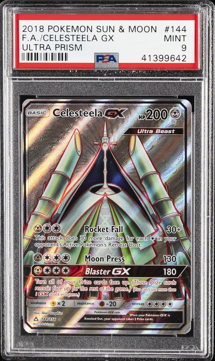 2018 POKEMON SUN & MOON ULTRA PRISM #144 FULL ART/CELESTEELA GX