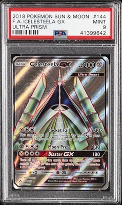 2018 POKEMON SUN & MOON ULTRA PRISM #144 FULL ART/CELESTEELA GX