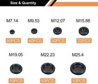 200 Black Rubber Hole Plugs Assortment for Auto Body and Sheet Metal, Flush Head