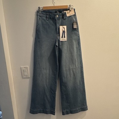 BCBG Generation Women's High Rise Wide-Leg Jeans Blue Medium Wash Denim Pockets