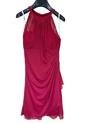 bodycon dress Y2K red sheer high neck over sweetheart bust size 8 romantic glam
