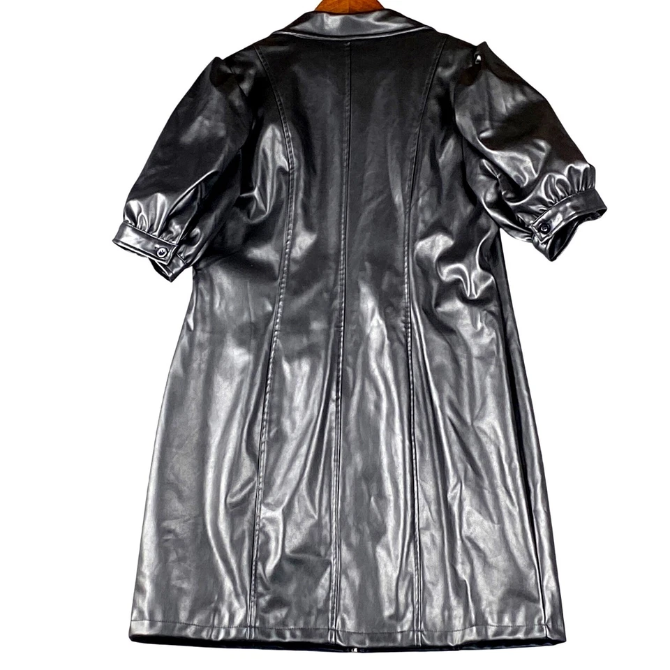 Forever 21+ Mujer 1X Vestido de Motociclista Negro Imitación Cuero Gótico Industrial Edgy Club Foto 2 de 4