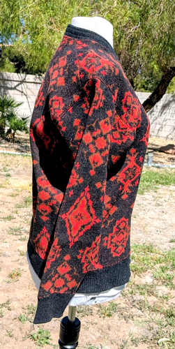 1980er Vintage Fair Isle rotes Muster Damen Medium Wollpullover L/S Pullover gebraucht, in einwandfreiem Zustand - Bild 2 von 7