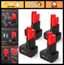 WECACHWE 4Pack 6.0Ah Replacement for Milwaukee 12V Battery Compatible with Milwa