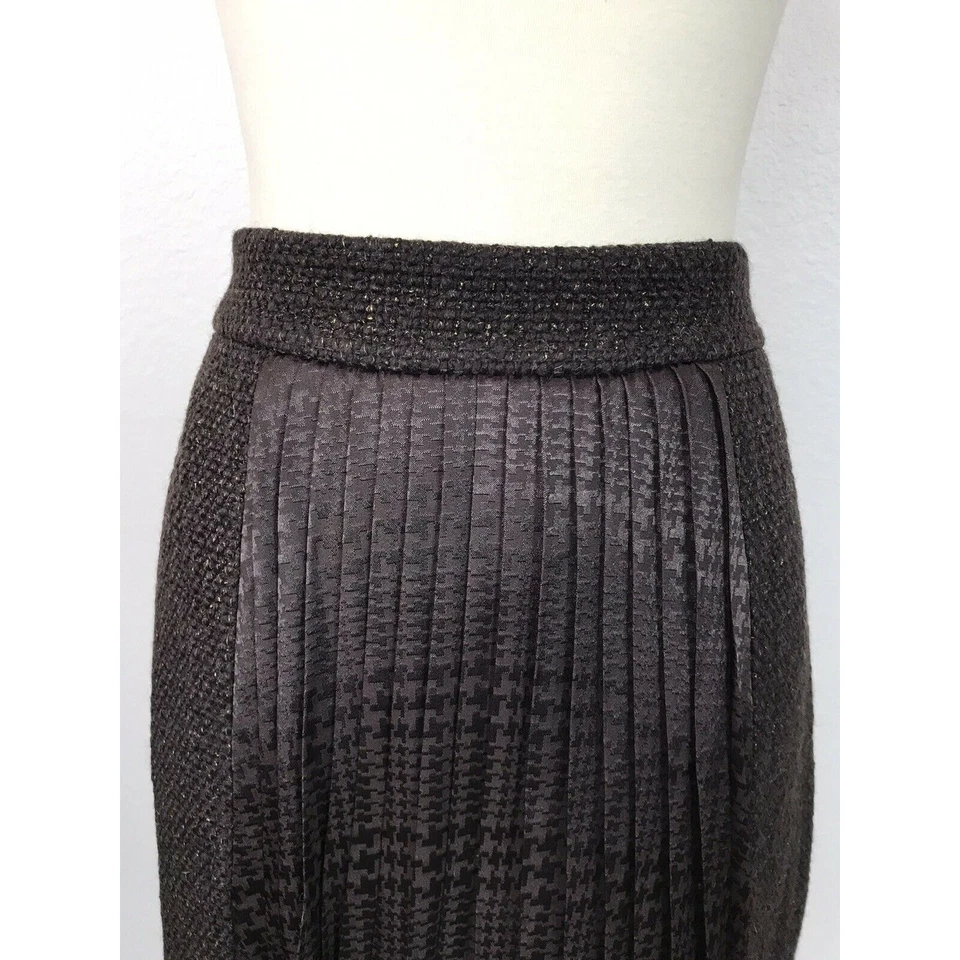 Falda 2B Rych para mujer talla 8 plisada tweed hasta la rodilla mezcla de lana marrón Foto 2 de 4