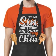 Funny Apron for Men - BBQ Cooking Grill Apron with Pockets for Chef Husband D...