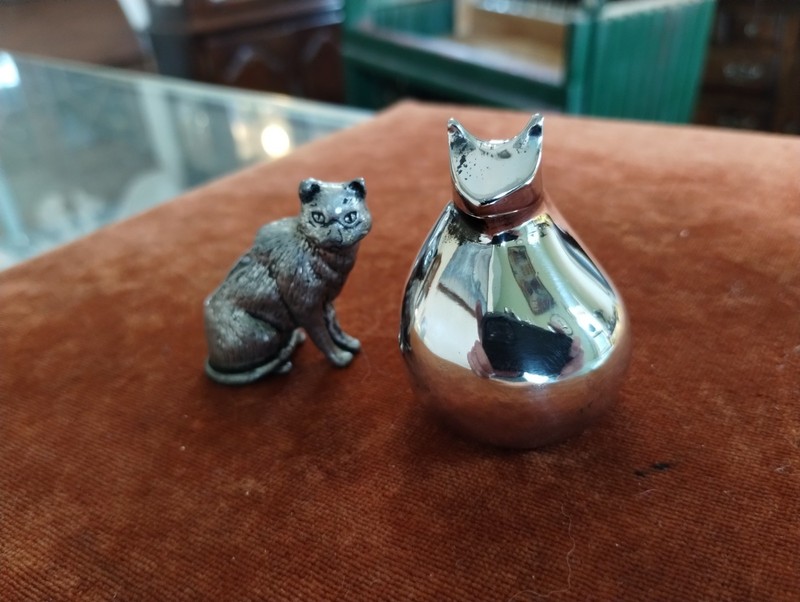 Vtg Dansk Gunnar Cyren Silver Plate Cat Paperweight MCM + Xtra #E1