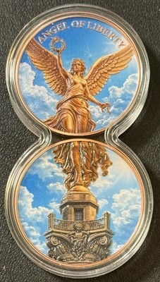 2026 2x1 Oz .999 Copper Mexico Angel of Liberty Volcano Color In Dual Capsule!!