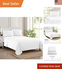 King Size Deep Pocket Sheet Set with Built-In Straps   Ultra Soft White Bedding