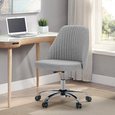 Home Office Desk Chair with Wheels Comfortable Armless Chair Adjustable Fabric