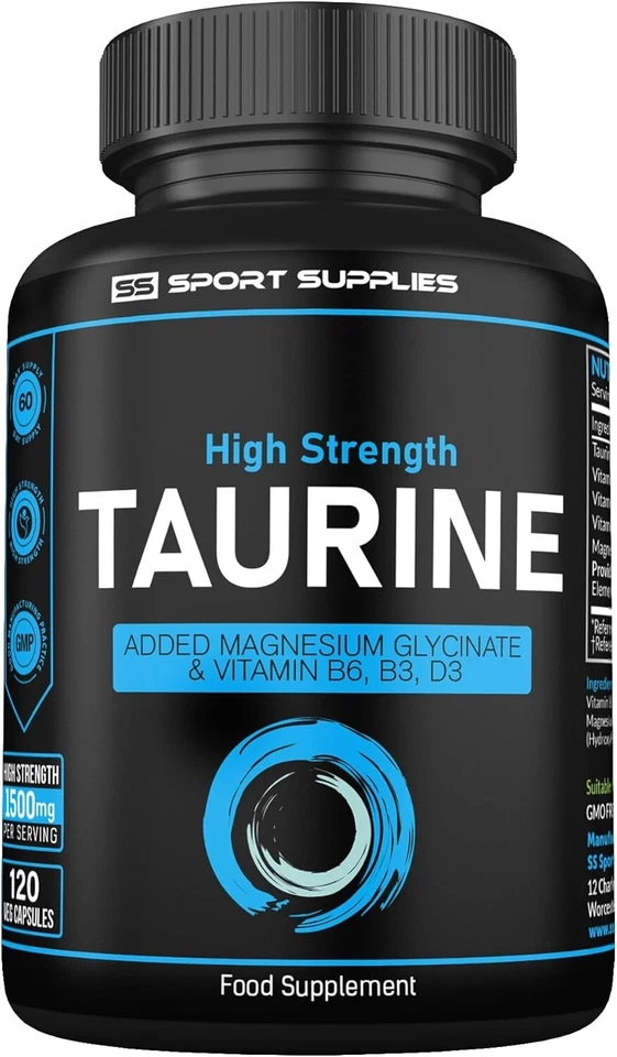 BRANDED Taurine Capsules 1500mg x 120 Amino Acid Metabolism Immune System Memory Energy