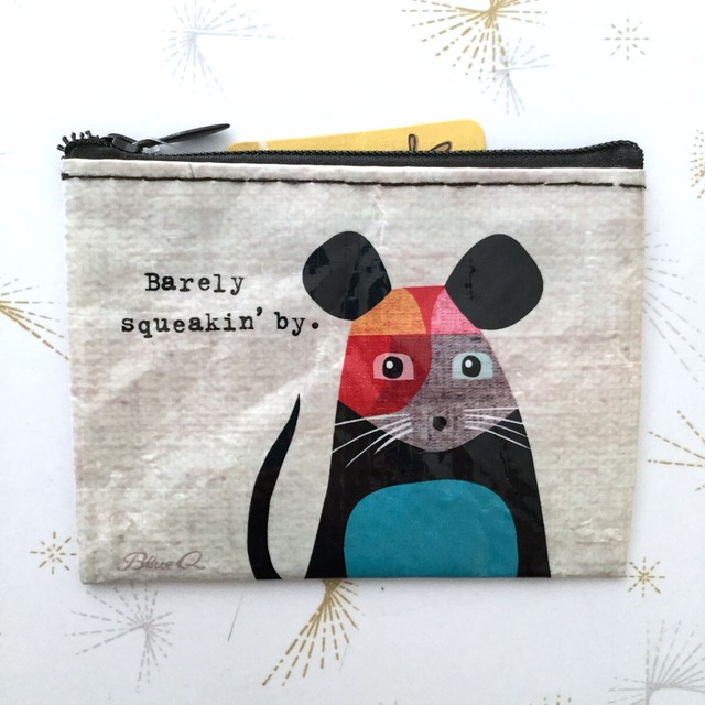 Blue Q Coin Pouch Purse Recycled Eco Friendly Retro Travel Wallet Small