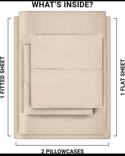 Soft Brushed Microfiber 4 Piece Bed Sheet Set with Pillow Cases Utopia Bedding - Picture 3 of 6