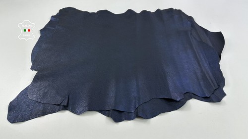 METALLIC BLUE BLACK ROUGH Thick Soft Lambskin Leather 2 skins 12+sqf 1.1mm C4533 - Picture 2 of 7