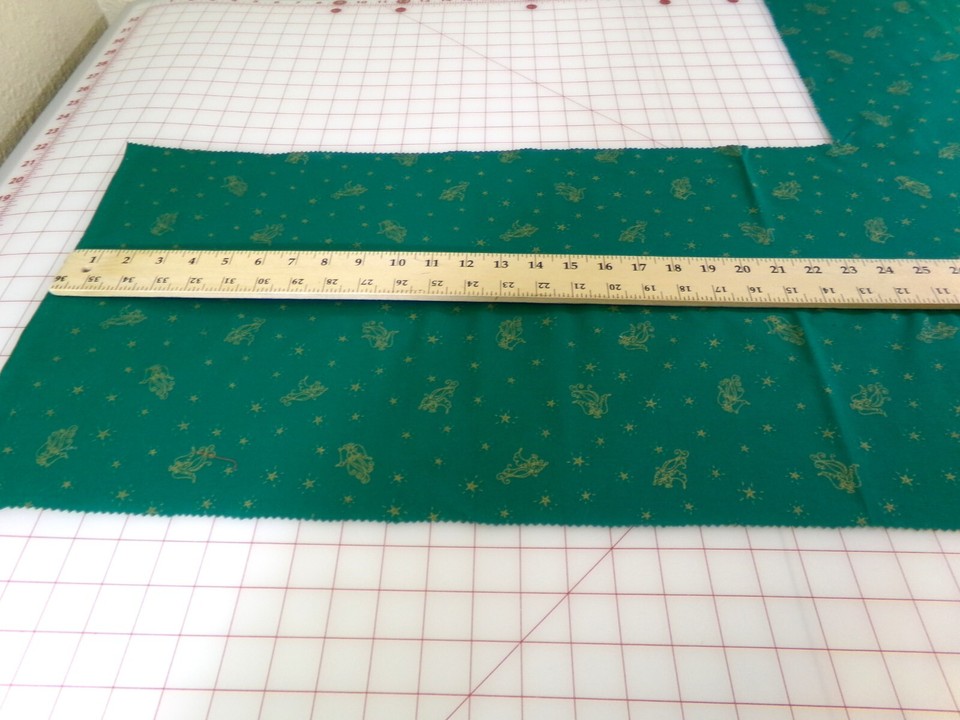 Green Angel & Star Fabric Remnant. Lightweight, PreWashed. Uneven Cut