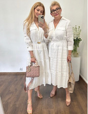 ZARA NWT WOMAN V-NECK OPENWORK EMBROIDERED MIDI DRESS WHITE ZIP  3384/916