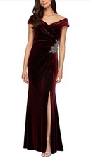 Alex Evenings Women  s Long Off The Shoulder Dress
