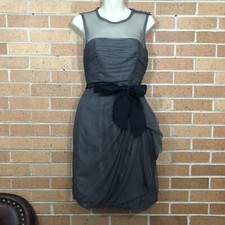 White by Vera Wang Sz 4 Bobbin Mesh Net Dress Gray Formal Cocktail Black Tie -G1