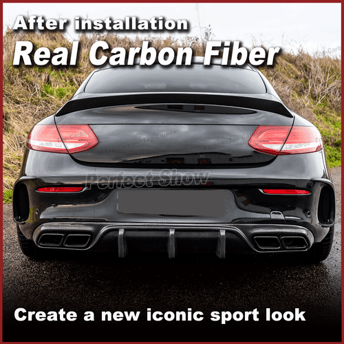 For Mercedes C205 C63 Coupe 2015-2019 REAL Carbon Rear Bumper Diffuser Lippe - Bild 3 von 11