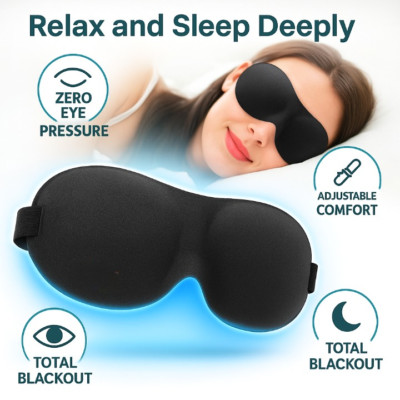 3D Sleep Mask Blindfold Blackout Eye Cover Zero Pressure Soft Travel Sleeping