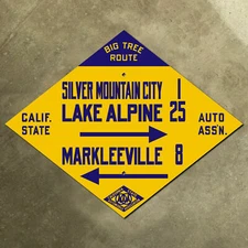 Markleeville California CSAA highway 4 road sign auto club diamond Big Tree 18"