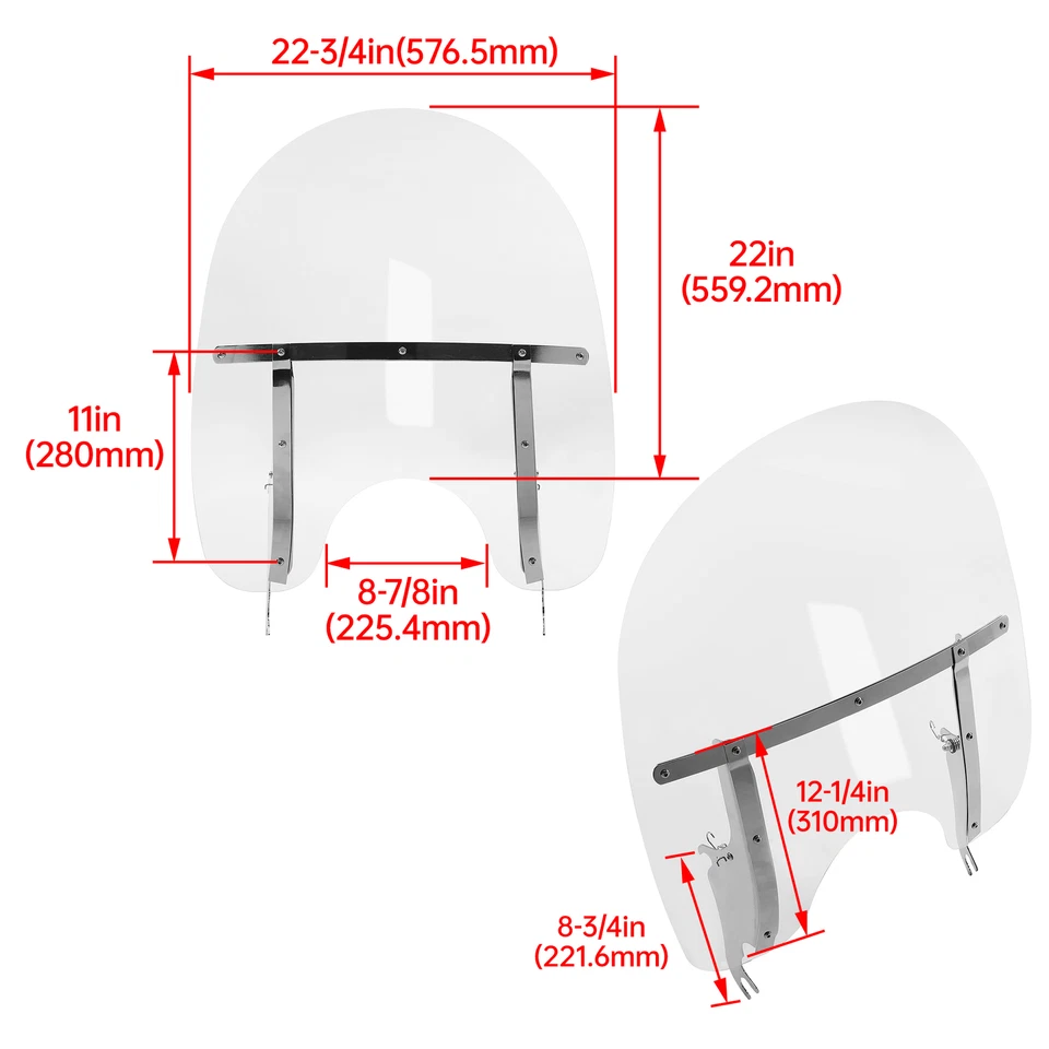 Parabrisas delantero transparente de 26" para Harley Softail Fatboy FLS FLST 2000-17 Foto 2 de 4