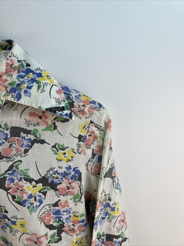 Vintage Levi’s Shirt Adult Small L/S Button Up White Floral 1970s Women A85 - Afbeelding 3 van 10
