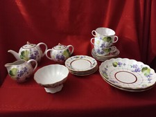 Lomonosov Porcelain Tea Set Forest Violet Rare Russian Pattern