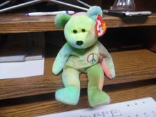Ty Sammy tie dye  bear  plush beanie baby babies with tags-errors