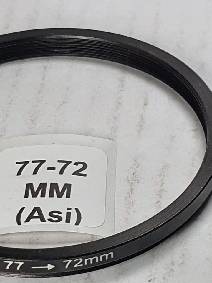 77-72mm Step-Down Metal Lens Filter Adapter Ring 77mm-72mm 77-72 77mm-72 Step - Image 2 of 4