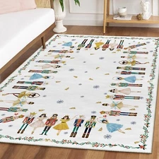 Artoid Mode Watercolor Nutcrackers Merry Christmas Area Rug, Xmas Winter Home...