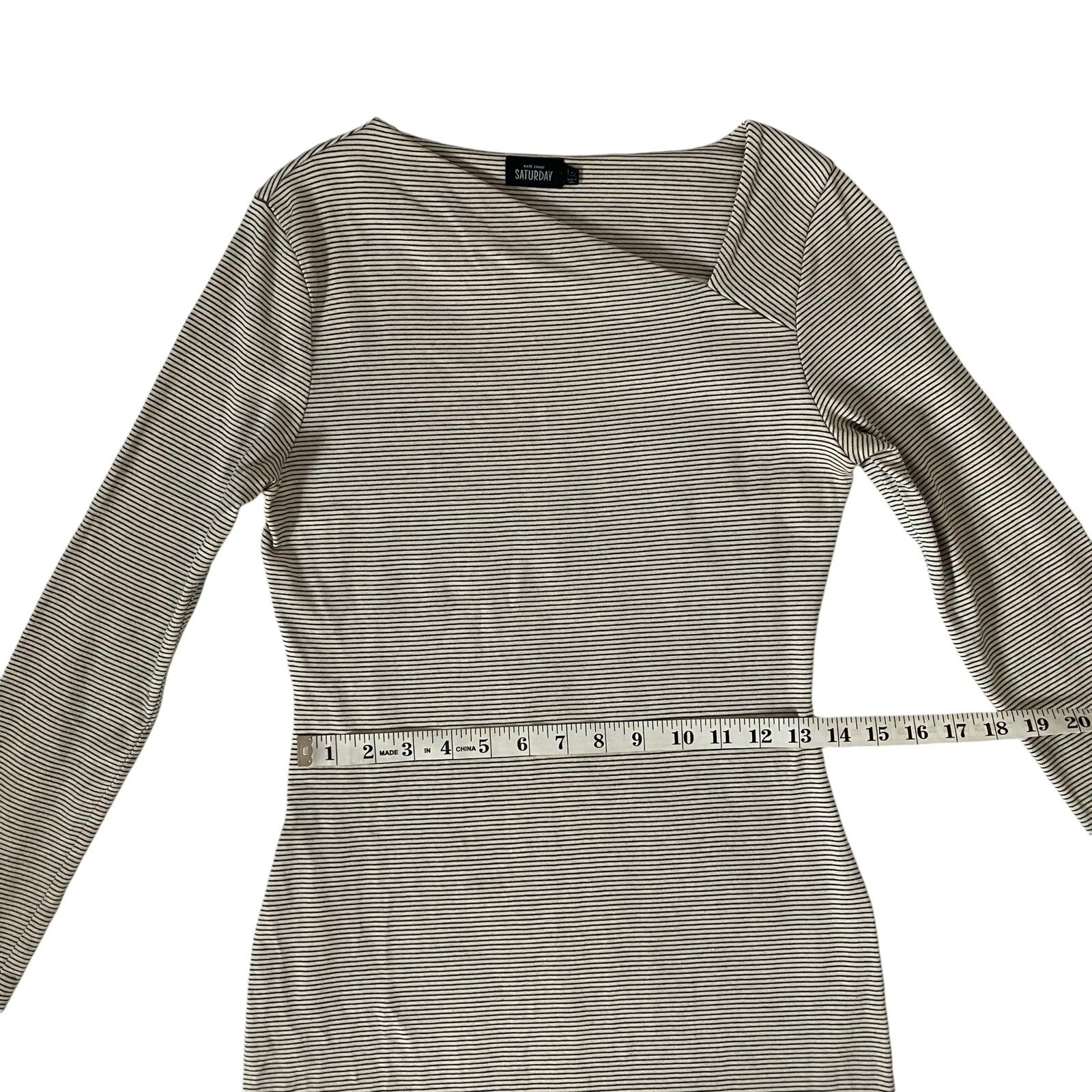 Abito Kate Spade donna S nero a righe manica lunga pullover bodycon sabato