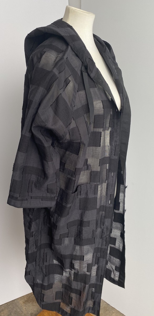 ジャケット・アウター Yoshi Yoshi Yoshi MY-9925 Hooded 3/4 sleeve button down coat Med/Lrg