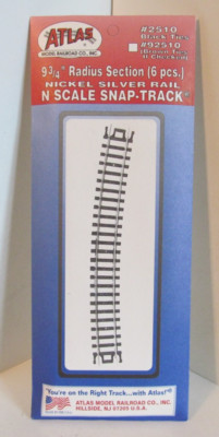 ATLAS 9 3/4'' Radius Section 6 Pieces N Scale Snap-Track #2510 Black Ties - NEW