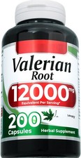Valerian Root 12000mg 200 Caps Natural/Gluten Free/No Preservatives