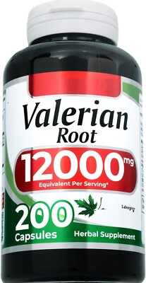Valerian Root 12000mg 200 Caps Natural/Gluten Free/No Preservatives