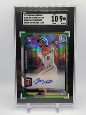 BYRON BUXTON 2015 Bowman Chrome Green Refractor RC Rookie Auto /99 SGC 9/10