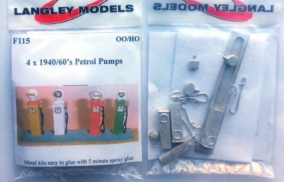 4 Retro Petrol Pumps F115 UNPAINTED OO Scale Langley Models Kit 1/76 Scenery - Image 3 of 4