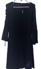 NWT Express Black Lace Up Sleeve Trapeze Dress Sz Medium
