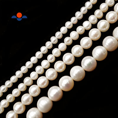 White Fresh Water Pearl Off Round Potato Beads 5-5.5mm 6mm 8mm 10mm 15.5'' Strand