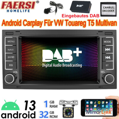 32G Für VW T5 Multivan Transporter Touareg DAB+ Android13 Autoradio GPS Navi RDS
