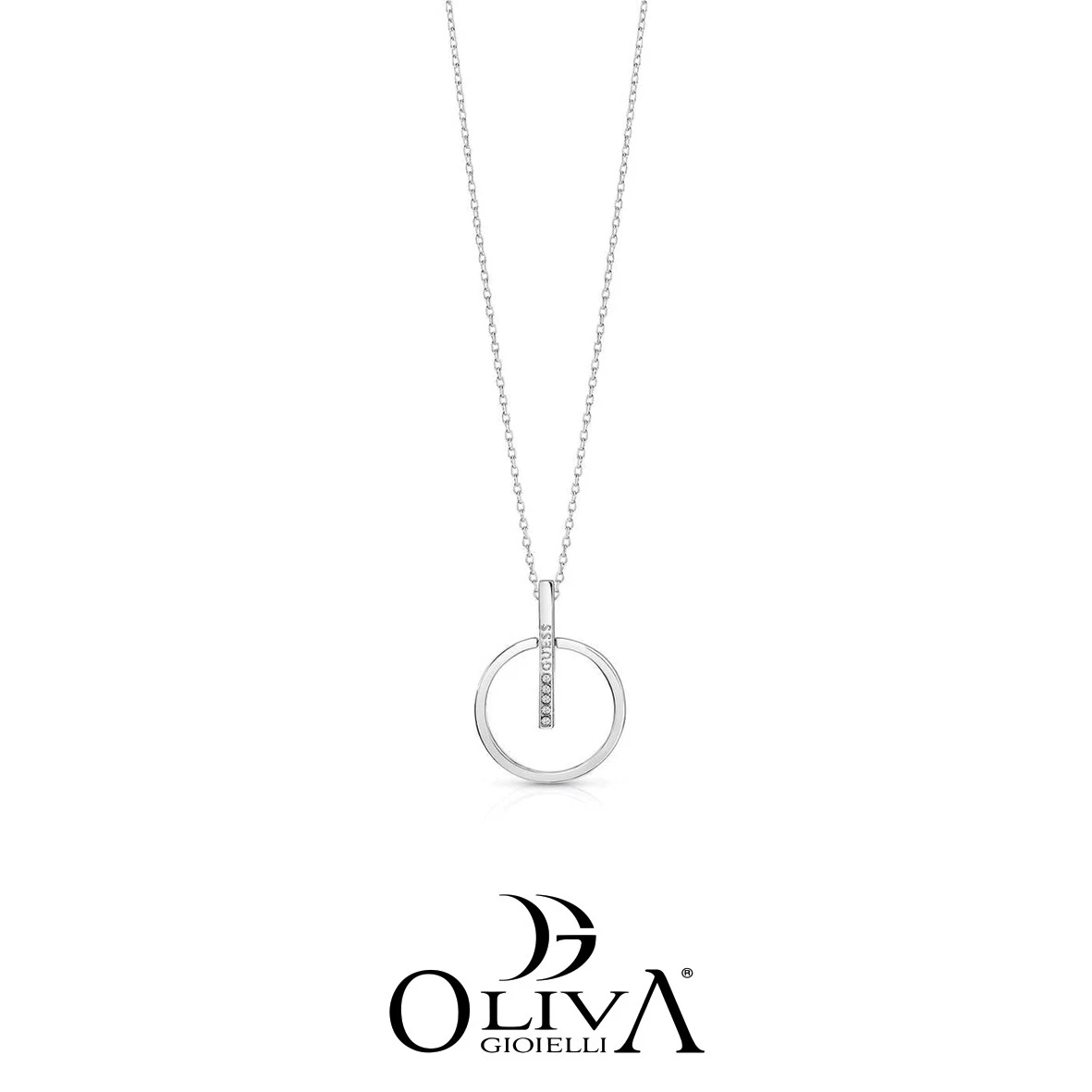 Collana Donna Guess Acciaio Argento Ciondolo Logo Cristalli Elegante