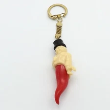 Italy Italian Lucky Gobbo Hunchback Horn Horseshoe Key Chain Ring New