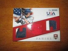 C.J. BROWN CJ 2015 Panini USA Baseball Game Used TRIPLE PATCH #7/35 Card